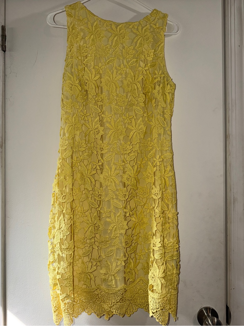 Ralph Lauren Yellow Floral Lace Sleeveless Shift Dress